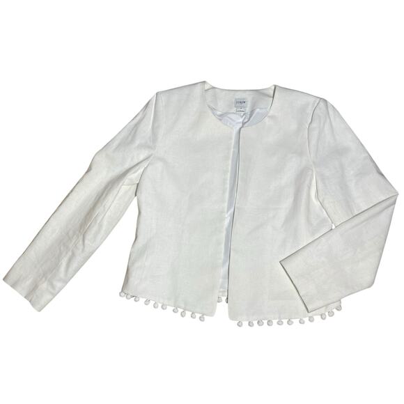 J. Crew Cropped Blazer Linen Blend Pom Pom - Picture 3 of 14